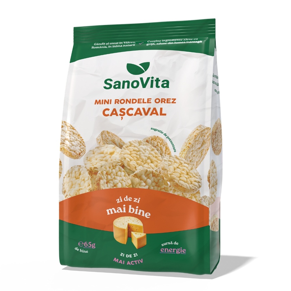 Mini rondele din orez cu cascaval Sharing, 65 g, Sanovita