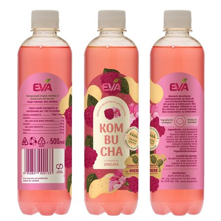 Bautura cu aroma de Zmeura Kombucha, 500 ml, Eva 692874