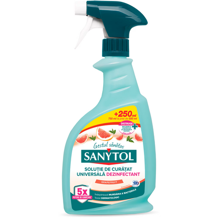 Solutie de curatat universala dezinfectat, Grapefruit, 500 ml + 250 ml, Sanytol