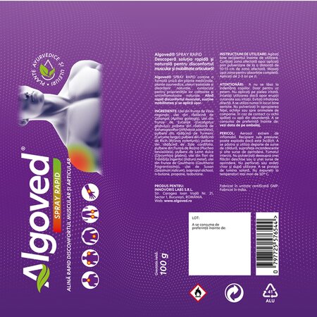 Spray rapid pentru disconfortul muscular si articular, 100 g, Algoved 707078