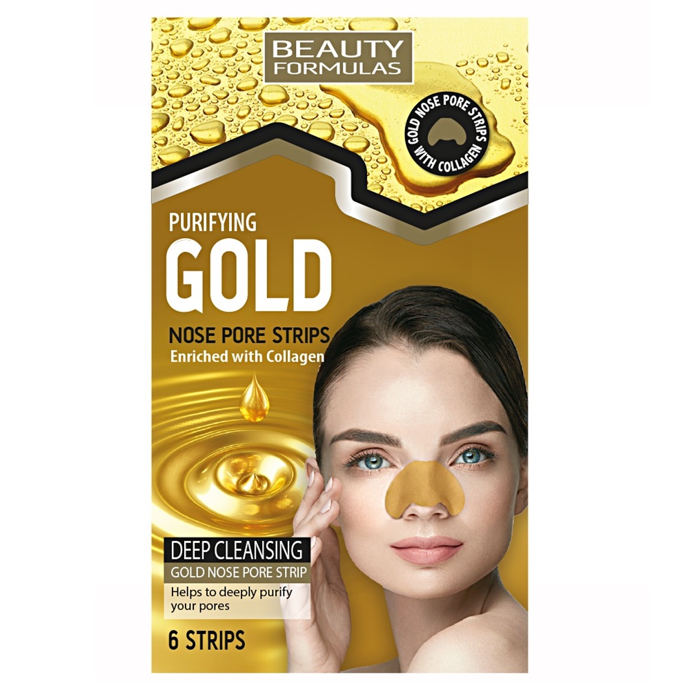 Benzi cu colagen pentru curatarea porilor de pe nas Gold, 6 bucati, Beauty Formulas
