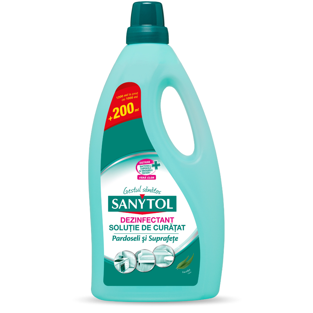 Dezinfectant universal pardoseli si suprafete, Eucalipt, 1000 ml + 200 ml, Sanytol