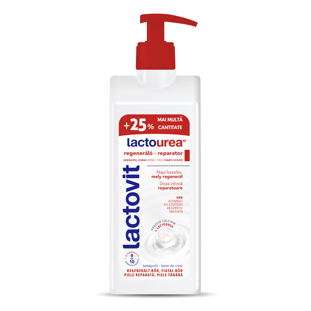 Lapte de corp reparator pentru piele foarte uscata, Lactourea, 400 ml + 25%, Lactovit