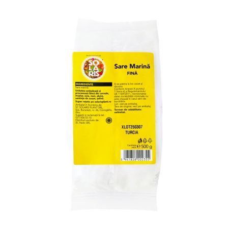 Sare marina fina, fara adaos de iod, 500 g, Solaris 693282