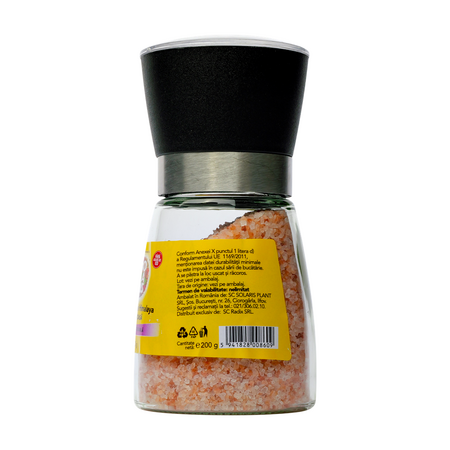 Rasnita reutilizabila cu sare de Himalaya grunjoasa, 200 g, Solaris 693361