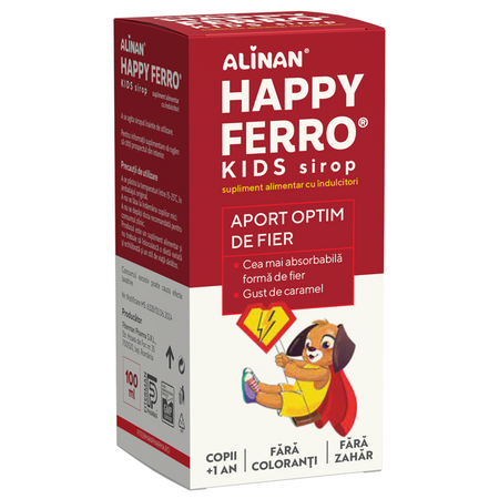 Sirop fara zahar pentru copii Alinan Happy Ferro, 100 ml, Fiterman