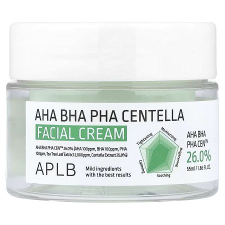Crema pentru exfoliere blanda, AHA BHA PHA Centella, 55 ml, Aplb