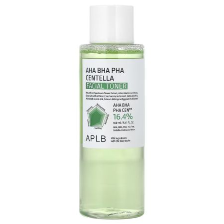 Toner pentru exfoliere blanda, AHA BHA PHA Centella, 160 ml, Aplb
