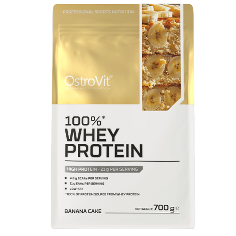 Proteina din zer cu aroma de banane Whey Protein Banana Cake, 700 g, OstroVit