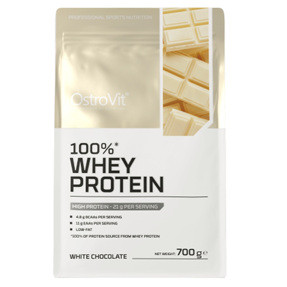 Proteina din zer cu aroma de ciocolata alba Whey Protein White Chocolate, 700 g, OstroVit