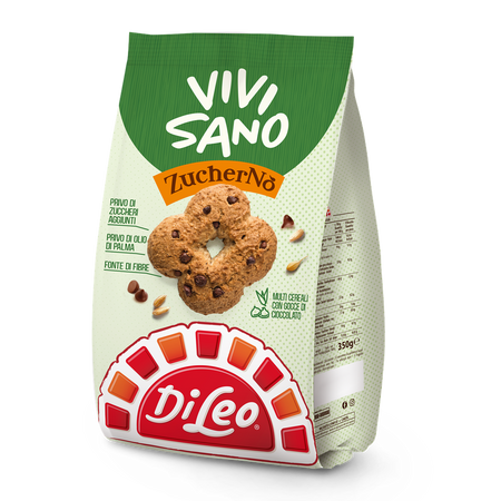 Biscuiti multicereale cu pepite de ciocolata, 280 g, Vivisano