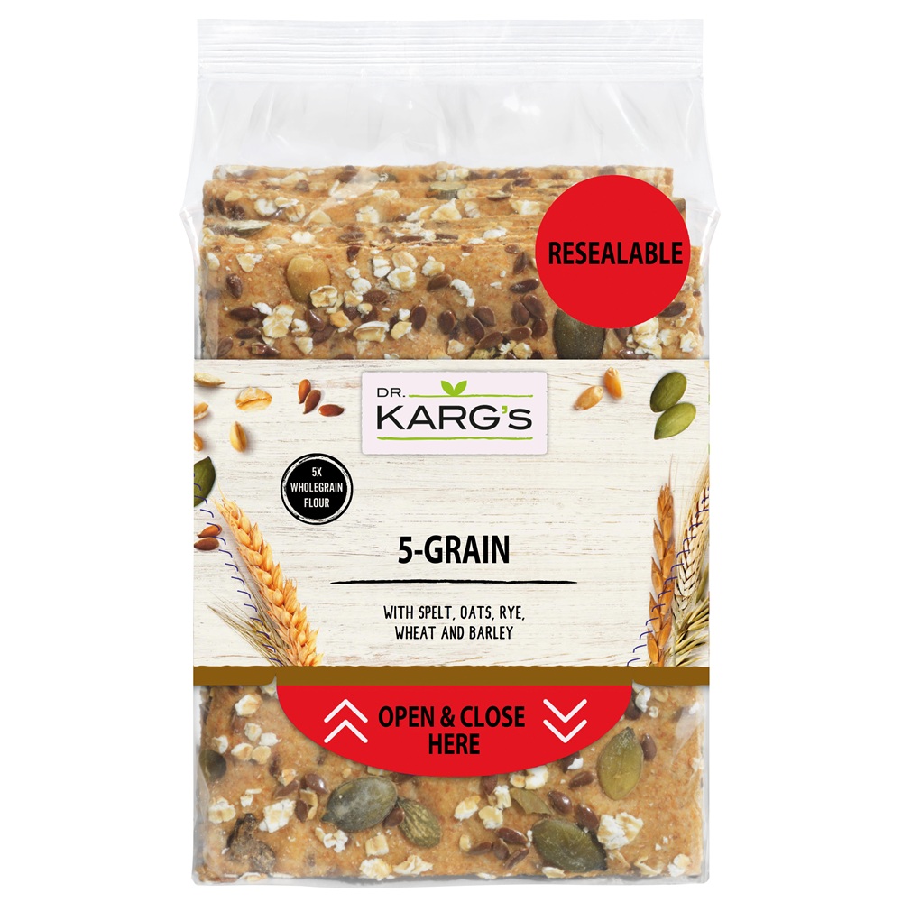 Crackers integral cu 5 cereale, 200 g, Dr. Karg's