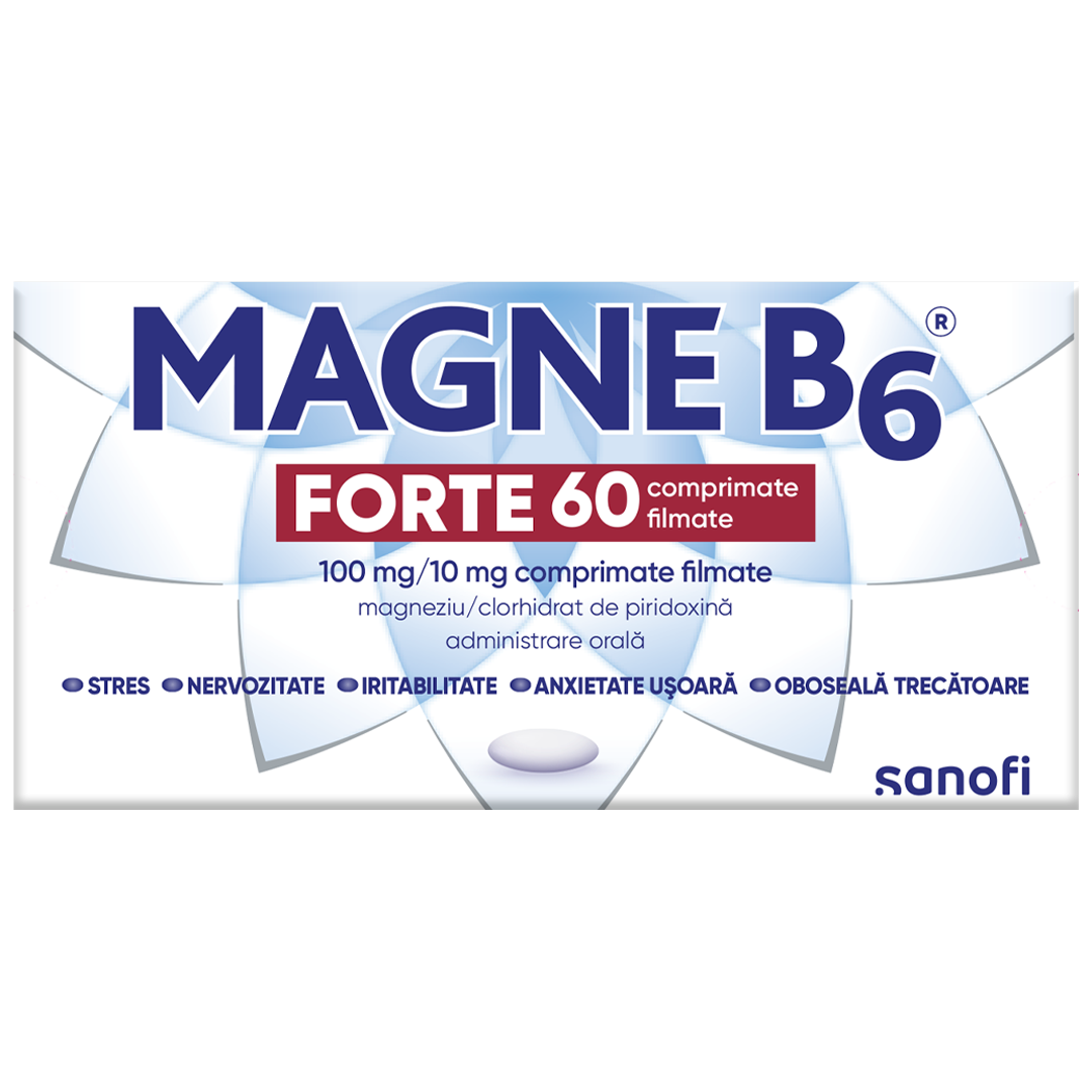 Magne B6 Forte, 100 mg/10 mg, 60 comprimate filmate, Sanofi