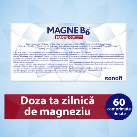 Magne B6 Forte, 100 mg/10 mg, 60 comprimate filmate, Sanofi 704696