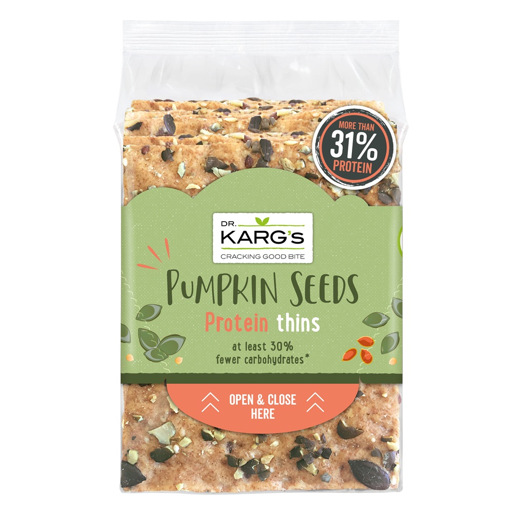 Crackers proteic cu seminte de dovleac, 150 g, Dr. Karg's