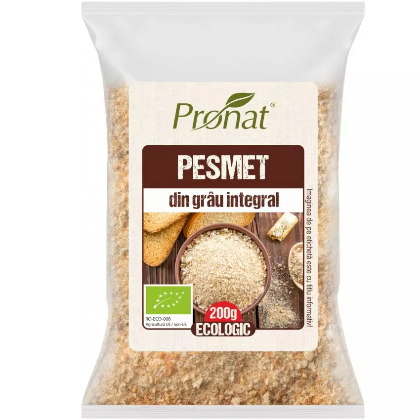 Pesmet bio din grau integral, 200 g, Pronat