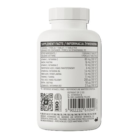 Vitamina B Complex, 90 tablete, OstroVit 734817