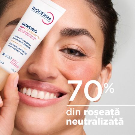 Crema CC pentru piele sensibila cu factor de protectie SPF50+, nuanta Light Tint Sensibio AR+, 40 ml, Bioderma 694206