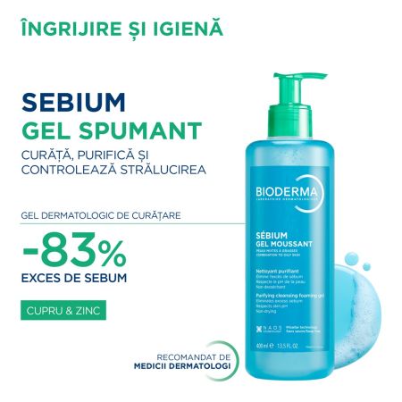 Gel spumant purifiant Sebium, 400 ml, Bioderma 694219
