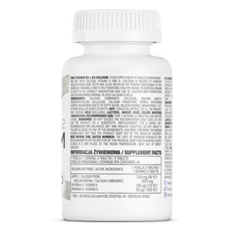 D3 + K2 + Calciu, 90 tablete, OstroVit 694271