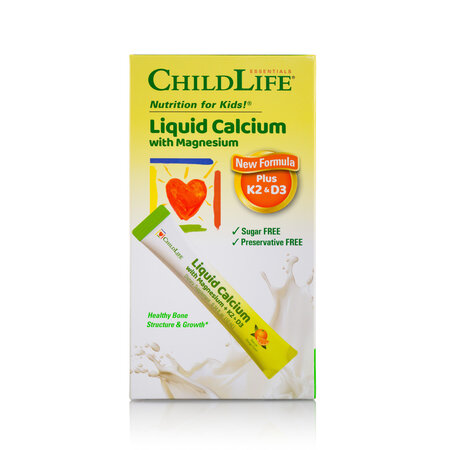 Calciu lichid cu Magneziu + K2 si D3 pentru copii Childlife Essentials, 30 plicuri, Secom 726085