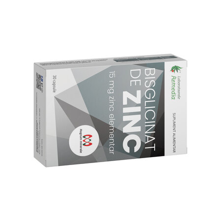 Bisglicinat de Zinc, 15 mg, 30 capsule, Remedia 694541