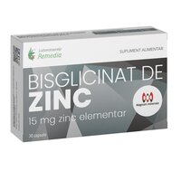 Bisglicinat de Zinc, 15 mg, 30 capsule, Remedia