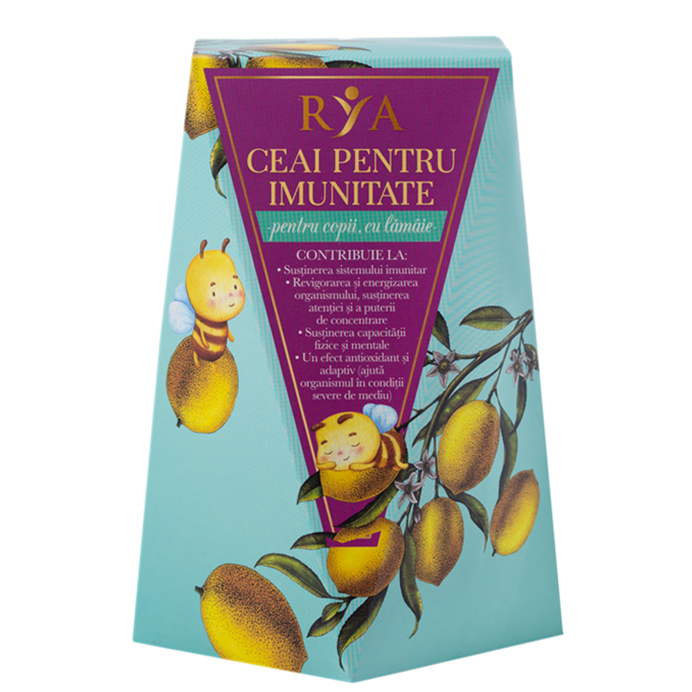 Ceai pentru copii pentru imunitate cu lamaie, 60 g, Rya Vita