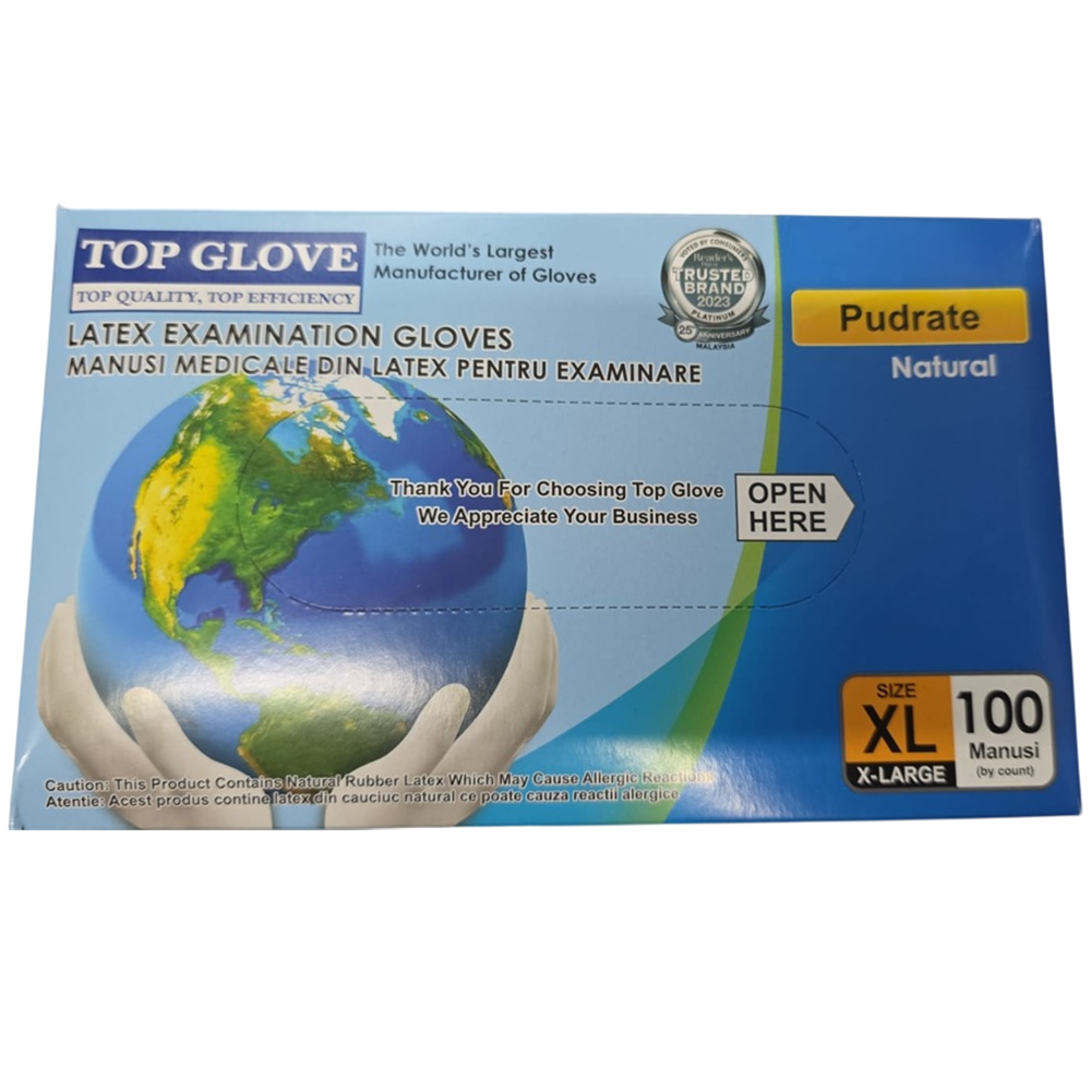 Manusi din latex Roval Med, XL (113 mm), 100 bucati, Top Glove