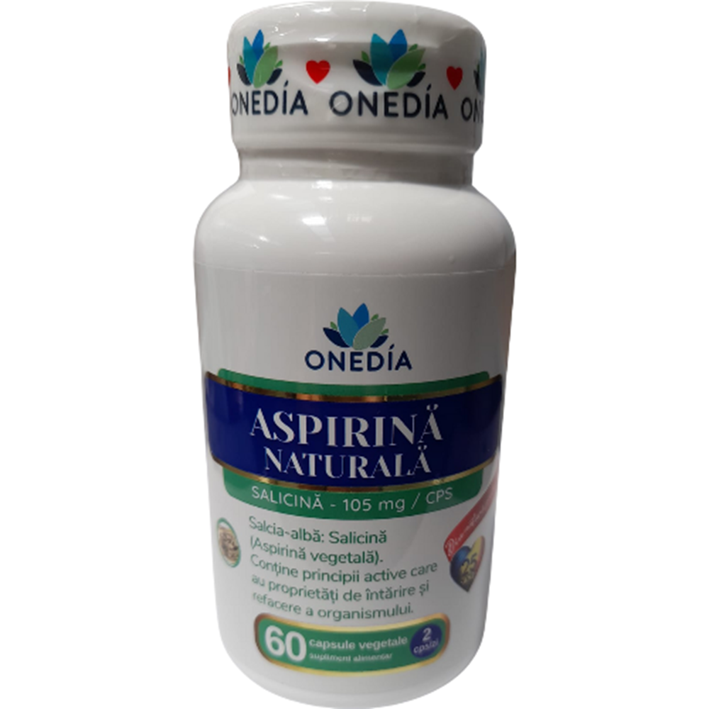 Aspirina naturala salicina, 105 mg, 60 capsule vegetale, Onedia