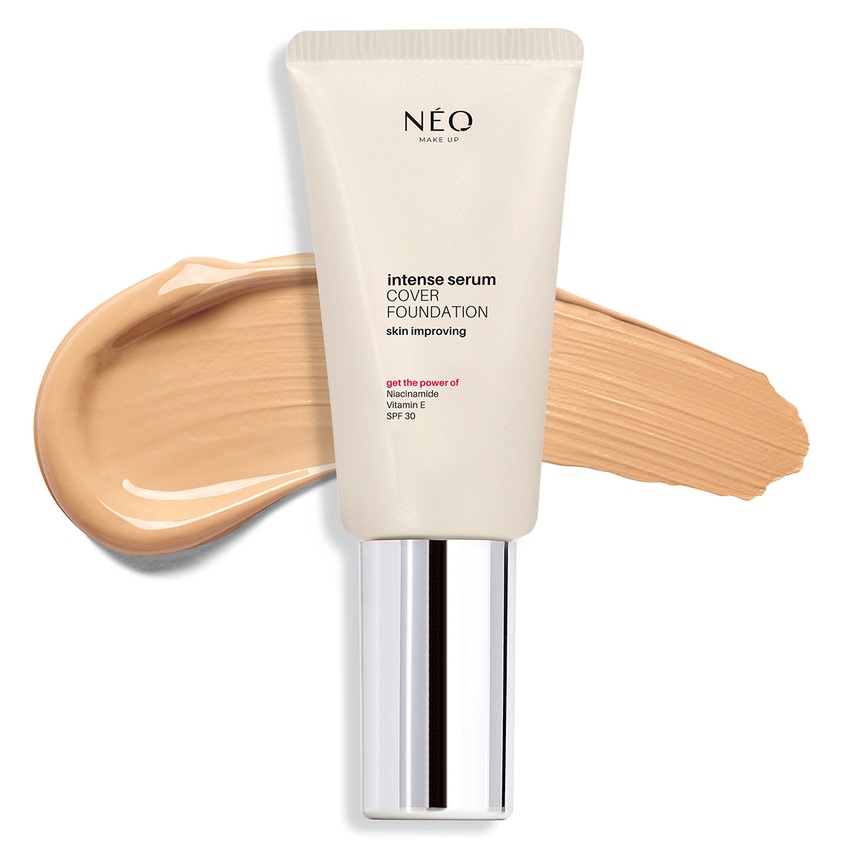 Fond de ten cu SPF 30 Nuanta 01 Porcelain Intense Serum Cover Foundation, 30 ml, Neo Make Up