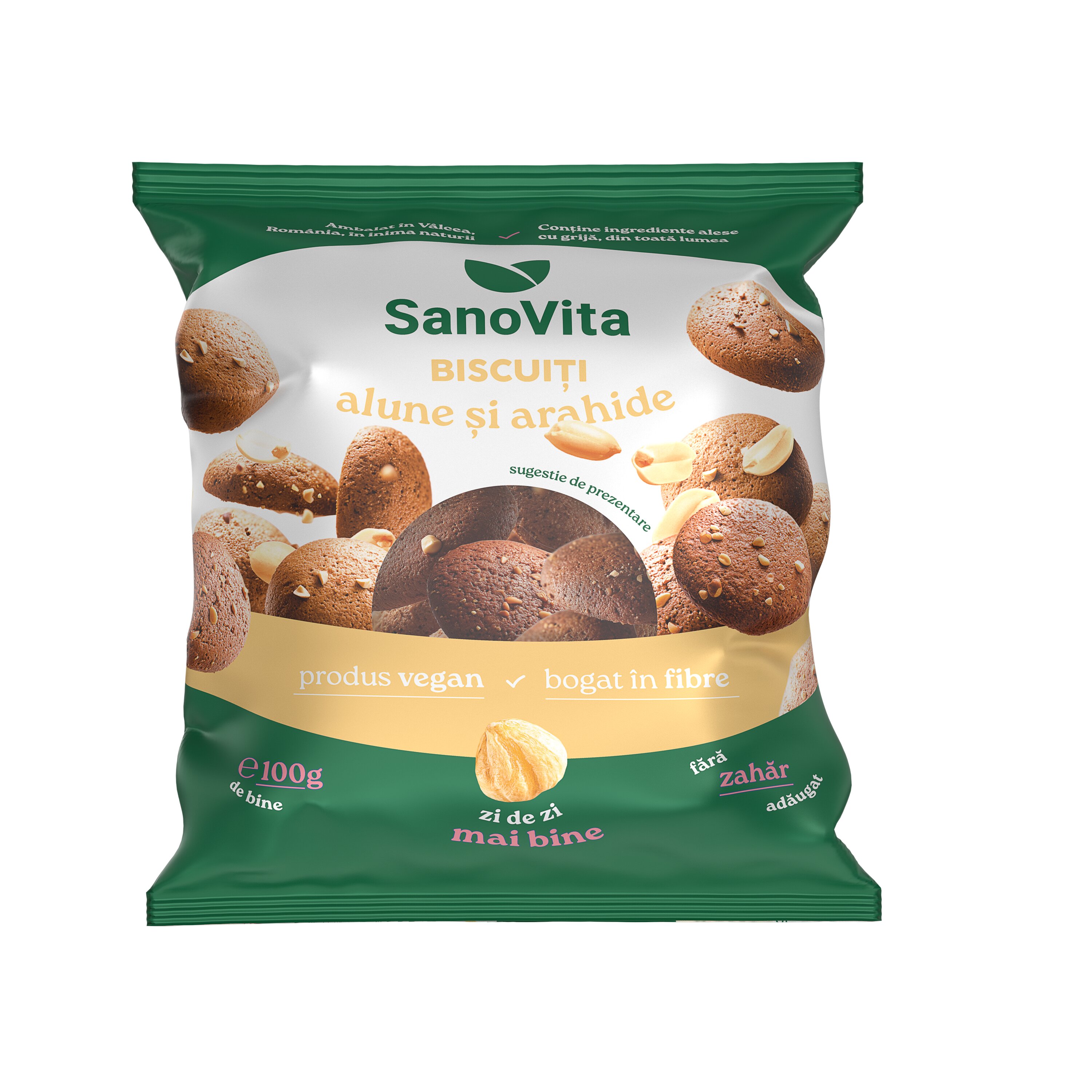 Biscuiti cu Alune si Arahide, 100 g, Sanovita