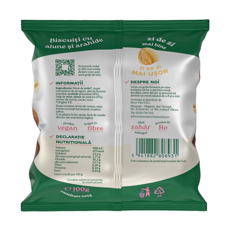 Biscuiti cu alune si arahide, 100 g, Sanovita 736958
