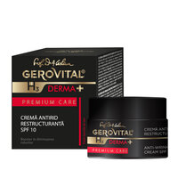 Crema antirid restructuranta cu factor de protectie SPF 10 H3 Derma+ Premium Care, 50 ml, Gerovital