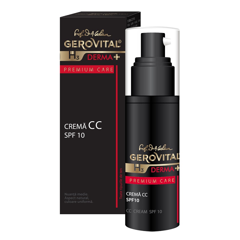 Crema CC SPF 10 H3 Derma+ Premium Care, 30 ml, Gerovital