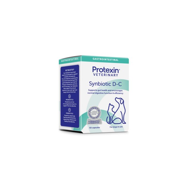 Hrana complementara cu probiotice si prebiotice pentru caini si pisici Synbiotic D-C Petbiotix, 50 capsule, Protexin Veterinary