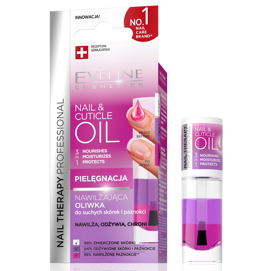 Ulei pentru unghii si cuticule 3 in 1 Nail Therapy, 8 ml, Eveline Cosmetics