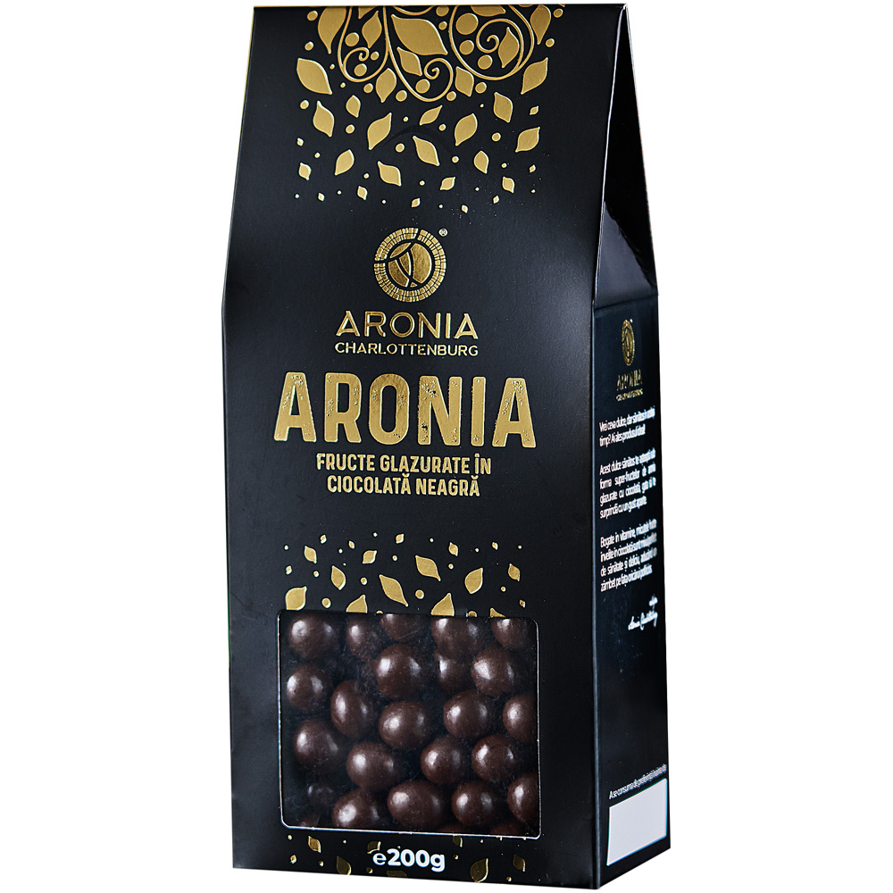 Aronia fructe glazurate in ciocolata neagra, 200 g, Aronia Charlottenburg