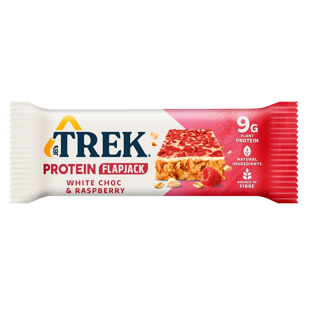 Baton proteic cu ciocolata alba si zmeura Flapjack, 50 g, Trek