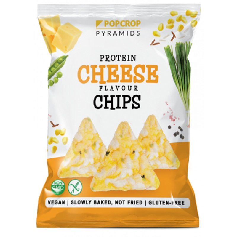 Chipsuri cu proteina de mazare si aroma de branza si ceapa, 60 g, Popcrop