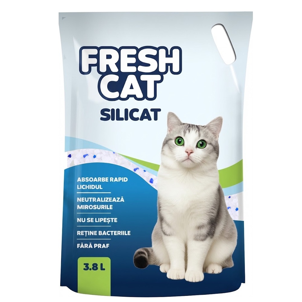 Asternut igienic din silicat pentru pisici, 3800 ml, Fresh Cat