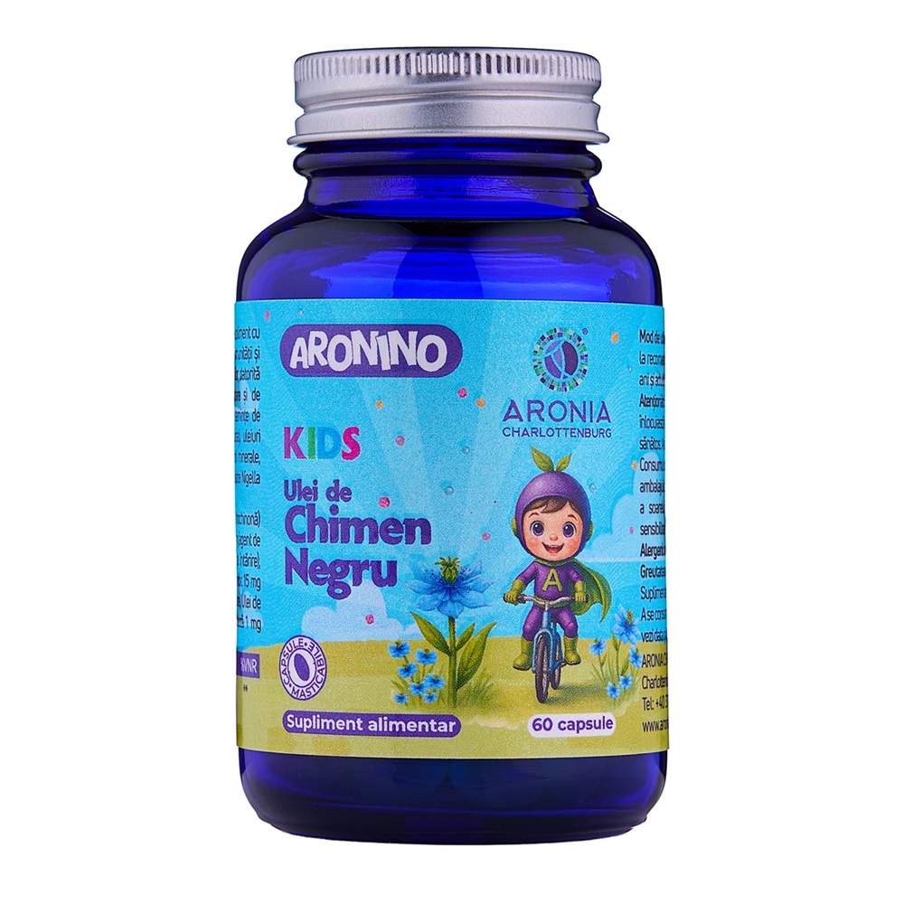 Ulei de Chimen Negru Aronino Kids, 60 capsule masticabile, Aronia Charlottenburg