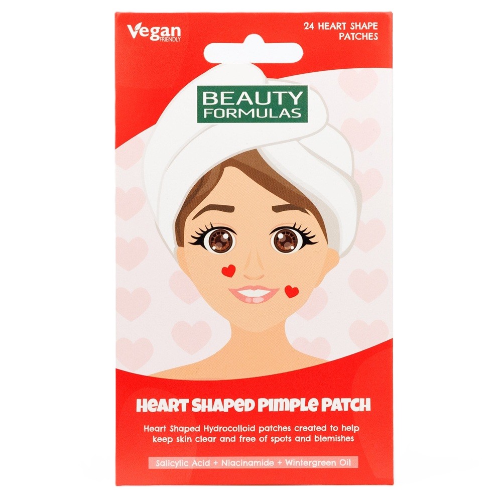 Plasturi hidrocoloid inimioare pentru cosuri, 24 bucati, Beauty Formulas