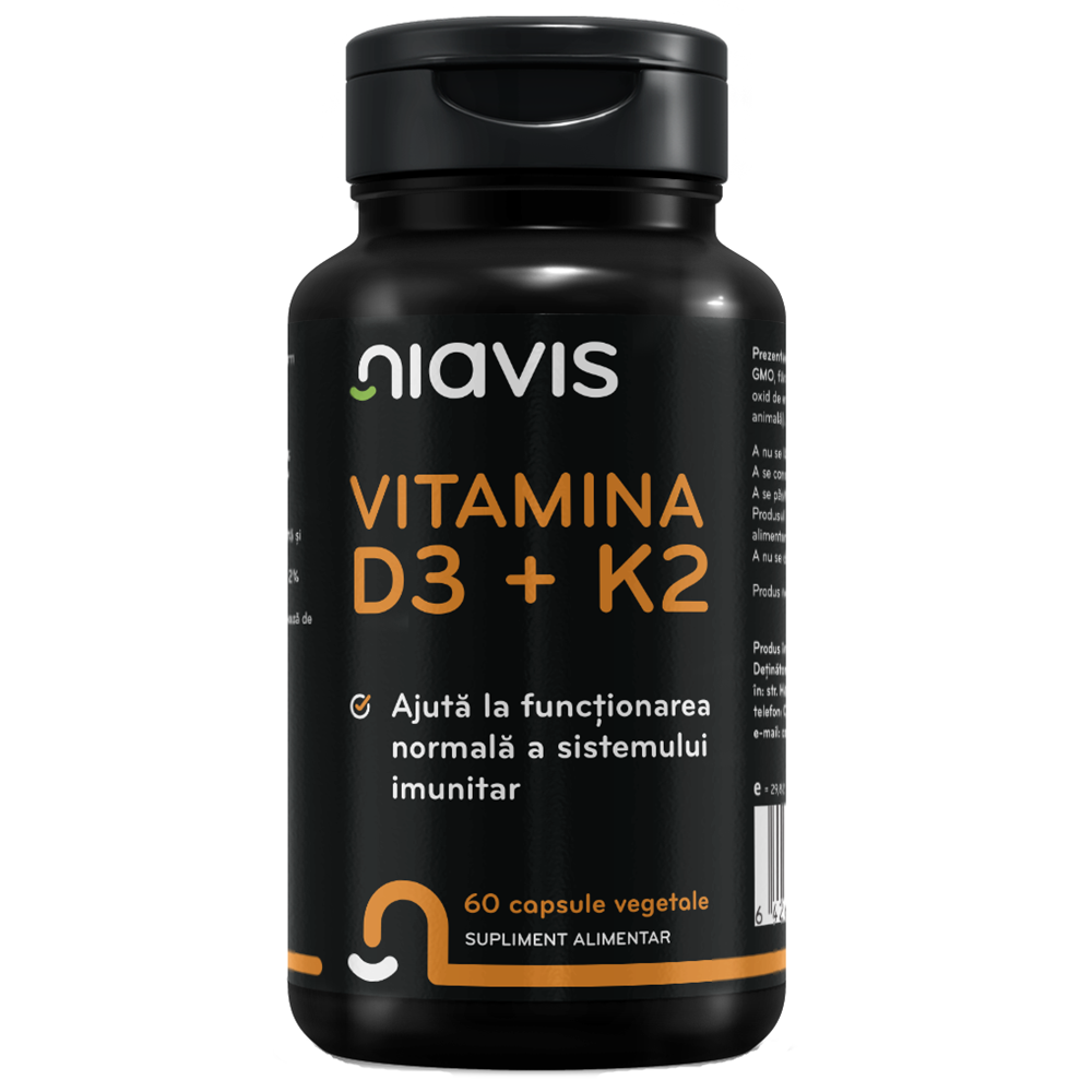 Vitamina D3 + K2, 60 capsule, Niavis