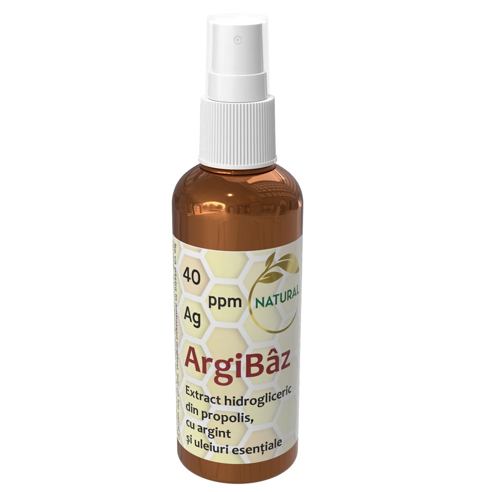 Extract hidrogliceric din propolis cu argint si uleiuri esentiale Argibaz, 20 ml, Aghoras