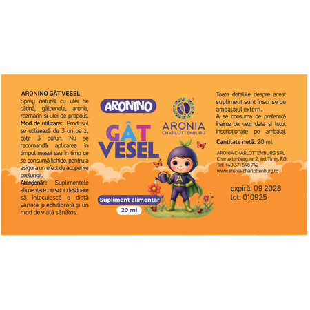 Spray pentru copii Gat Vesel Aronino, 20 ml, Aronia Charlottenburg 728516