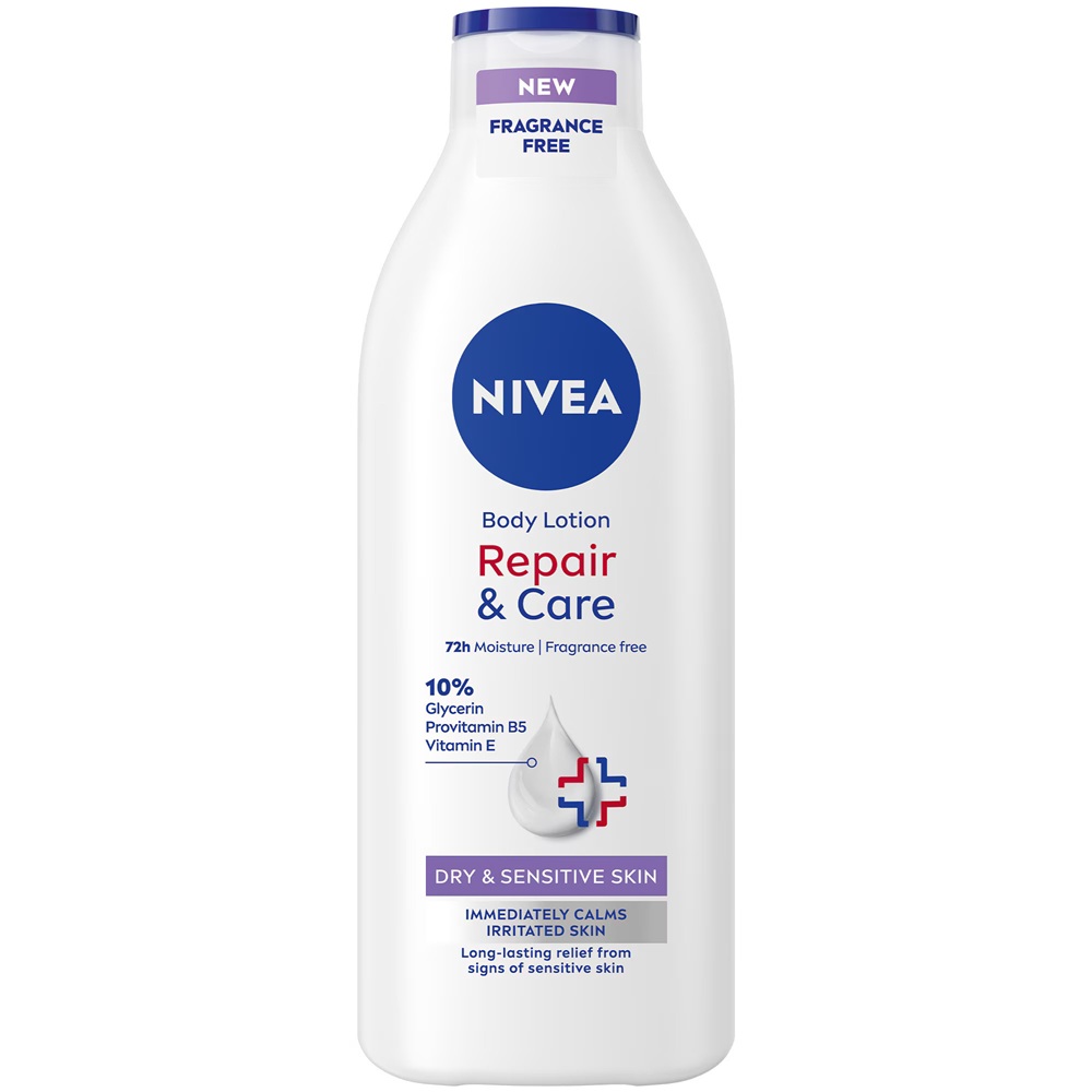 Lotiune reparatoare pentru piele uscata si sensibila Repair & Care, 400 ml, Nivea