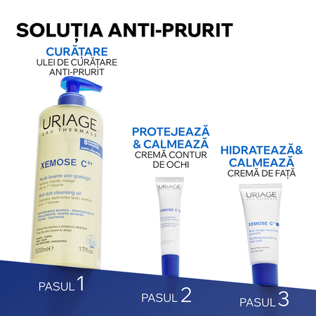 Crema hranitoare si calmanta pentru conturul ochilor Xemose C8+, 15 ml, Uriage 696874