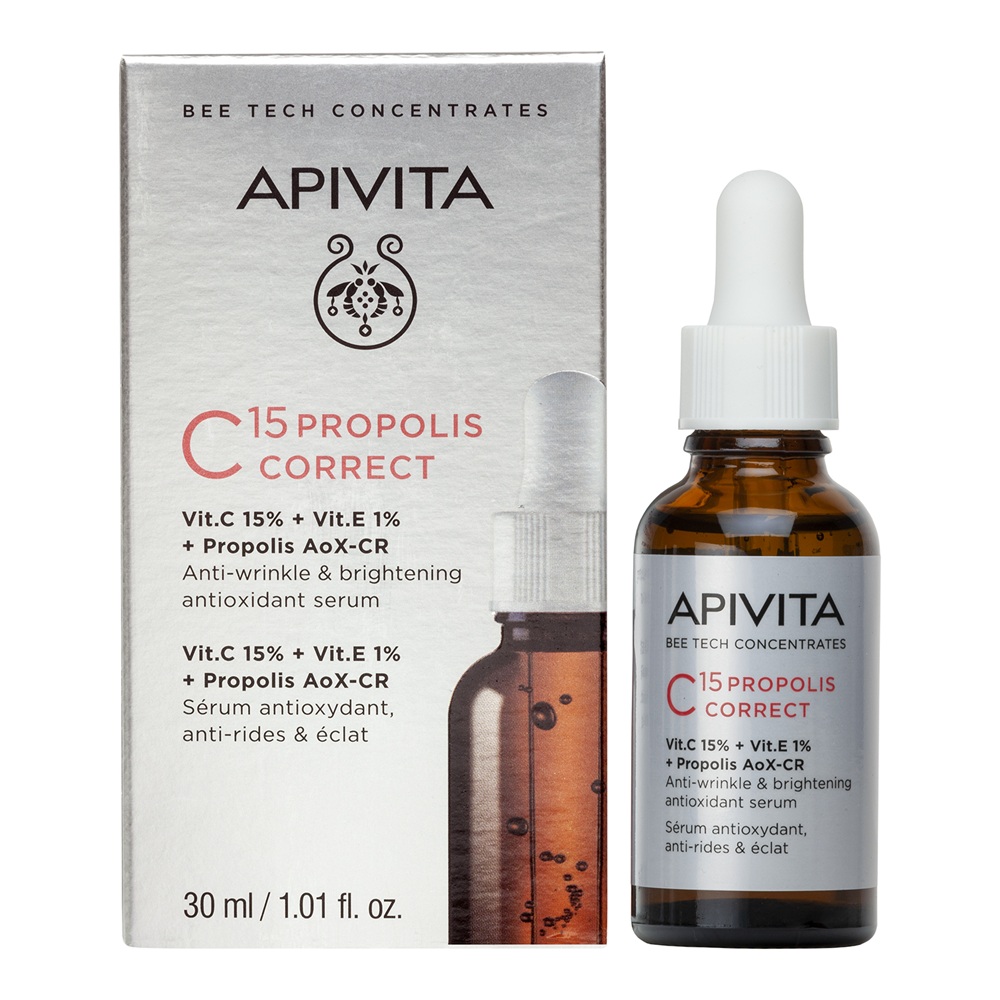 Ser corector antirid cu vitamina C Bee Tech C15, 30 ml, Apivita