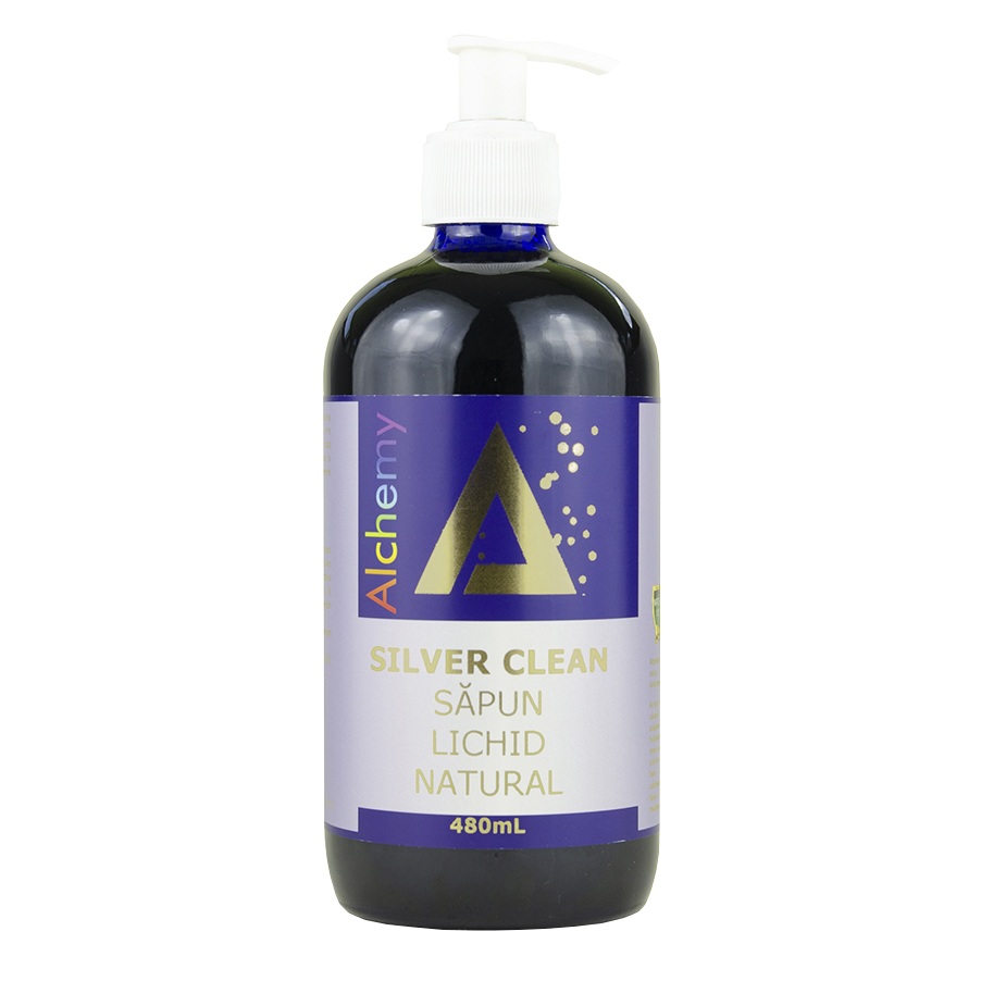 Sapun lichid cu aur si argint Silver Clean Alchemy, 480 ml, Aghoras